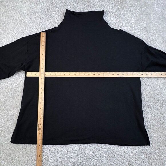 Eileen Fisher Cozy Brushed Stretch Mock Neck Top Black - Picture 8 of 9